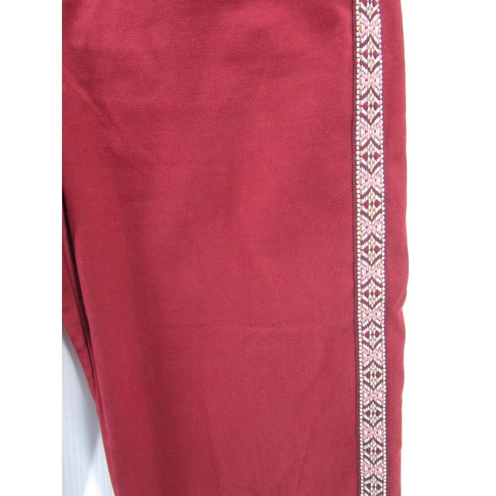 Anthropologie Red Pants with Patterned Trim - Picture 3 of 11